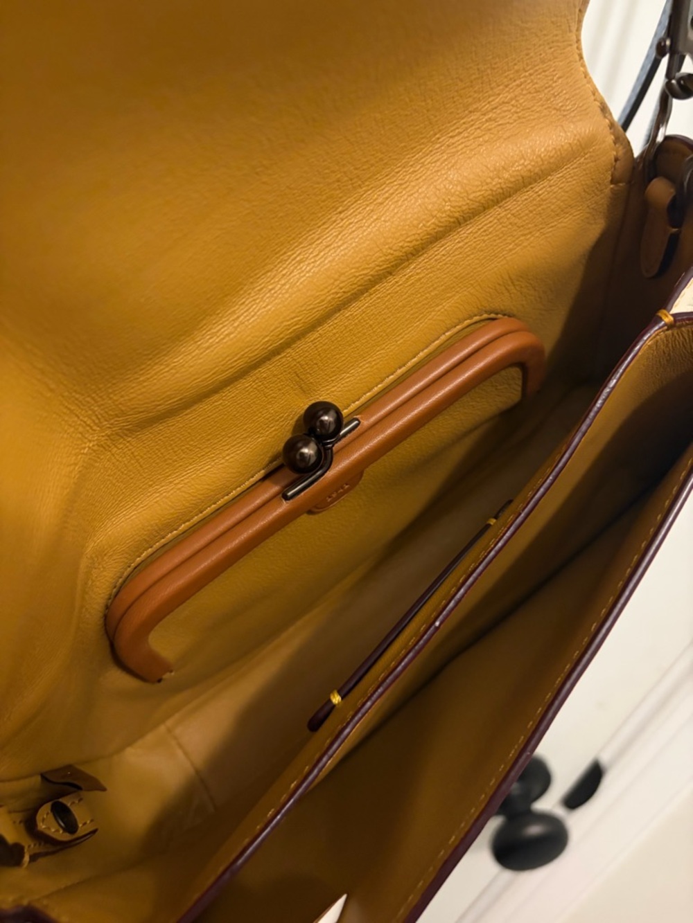 Cream Coach Classic Leather Crossbody Bags in Cream and Blue - Picture 5 of 8